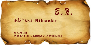 Bükki Nikander névjegykártya